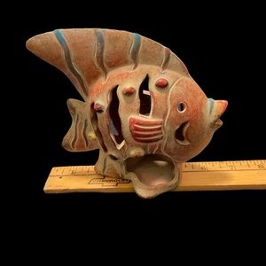 Tera Cota Vintage Tea light Fish Sculpture